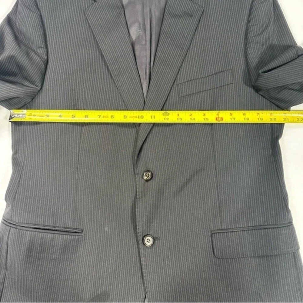 Lauren Ralph Lauren Mens Suit Size 44R 100% Wool Black Striped Jacket Blazer